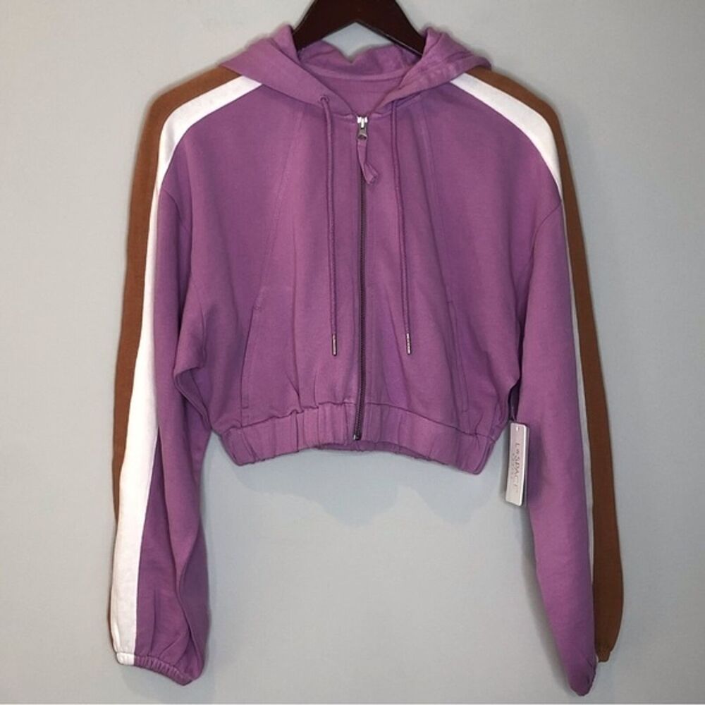 LSPACE Big League Colorblock Crop Hoodie Track Jacket Sporty Active Small NWT